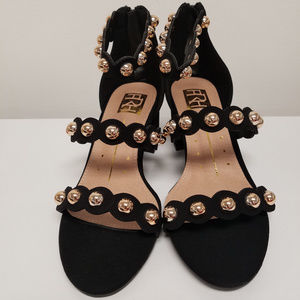 Womens Black Low Heel Open Toe Sandals